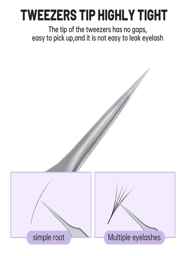 Natuhana High Precision Lash Tweezers for Individual and Volume Eyelash Extensions Premium Stainless Steel Straight Fiber Tip Professional Isolation Tweezer - Image 2